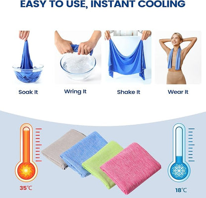 Clothirily Cooling Towels (40"x12"), Breathable Cooling Towels for Neck and Face, Men & Women Workout Towel for Hot Weather, Sweat Towel for Gym Yoga, Camping, Fitness, Running, Traveling, 6 Pack
