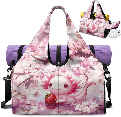 Gym Bag with Yoga Mat Holder Large Tote Bag With Multi Pockets for Women Men Dry Wet Separated Pocket Carryall Yoga Tote Bag for Pilates Travel Workout Office