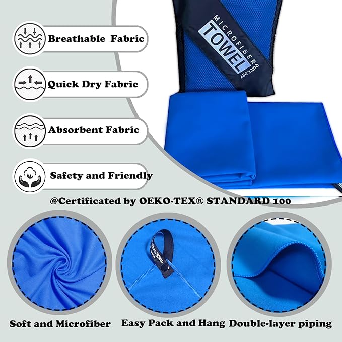 Reusable Quick Dry Beach Towels,Microfiber Travel Towel,Compressed Lightweight Bath Towel for Beach Hiking Gym Yoga Travel Sports Swimming Camping(Royal Blue, 24"*48")