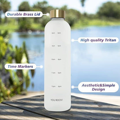 32oz Water Bottles with Times to Drink, Motivational Water Bottle with Time Marker, BPA Free Reusable Water Bottle with Hydrating Reminder for Gym Fitness Workout Travel