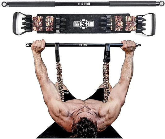 INNSTAR Upgraded Portable Home Gym 5.0, Full Body Workout System with Resistance Bands, Detachable Fitness Bar, Handles, Door Anchor for Home, Travel, Gym