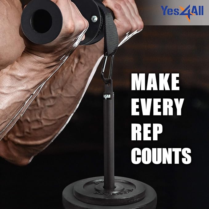 Yes4All Cable Machine Attachment, Row Handles, Tricep Rope, Straight Bar, V Bar, LAT Pulldown Accessories Load 880 LB for Home Gym