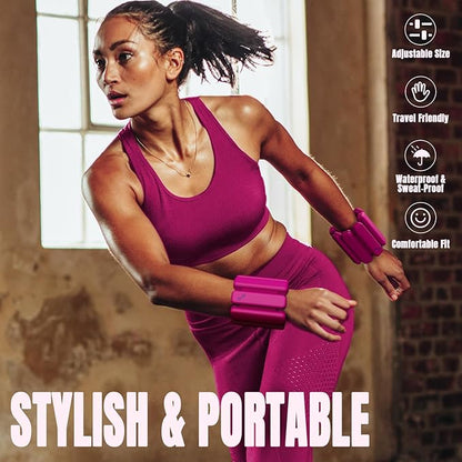 Sportneer Wrist & Ankle Weights for Women Men - 1 Pair (1 lb/2 lb Each) | Adjustable Weighted Bracelet Silicone Bangles for Yoga, Dance, Pilates, Cardio, Aerobics, Gym, Pool Exercises and Jogging