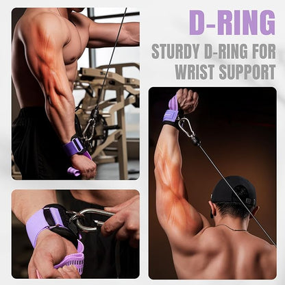 MANUEKLEAR Non-Slip Wrist Straps for Weightlifting Deadlifting, Gym Lifting Straps with D Rings for Cable Machine Workout, 10mm Neoprene Padded Weight lifting Wrist Wraps for Men Women