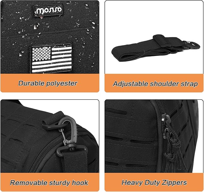 MOSISO Sports Gym Bag, 40L Tactical Duffel Bag Travel Weekender Workout Fitness Duffel Bag for Men Women with Shoes Compartment, Black