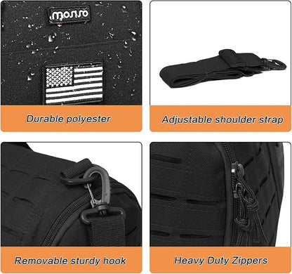 MOSISO Sports Gym Bag, 40L Tactical Duffel Bag Travel Weekender Workout Fitness Duffel Bag for Men Women with Shoes Compartment, Black