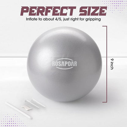 ROSAPOAR Small Exercise Ball - 9 Inch Mini Pilates Ball, Anti-Burst Yoga Ball for Stretching & Core Strength Workout, Physical Therapy & Yoga at Home Gym & Office