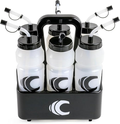 Cannon Sports 1 Liter Sports Water Bottle, BPA-Free, 34 Oz Capacity, Large Mouth, 2 lids (Straw and Squeeze) with Carrier, Great For Helmet Sports Such As Hockey, Lacrosse, Football, Boxing (Clear)