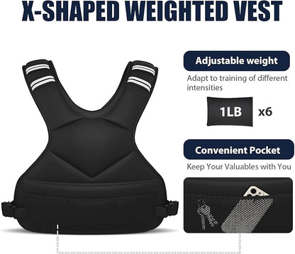 Adjustable Weighted Vest for Women Men, 4-10lb/12-18lb/ Vest with 6 Ironsand Weights, Weight Vest with Reflective Strip for Running, Walking, Exercise, Strength Training