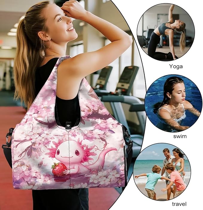 Gym Bag with Yoga Mat Holder Large Tote Bag With Multi Pockets for Women Men Dry Wet Separated Pocket Carryall Yoga Tote Bag for Pilates Travel Workout Office