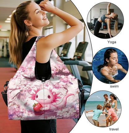 Gym Bag with Yoga Mat Holder Large Tote Bag With Multi Pockets for Women Men Dry Wet Separated Pocket Carryall Yoga Tote Bag for Pilates Travel Workout Office