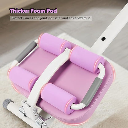 FAHKNS 6 in 1 Adjustable Ab Trainer Machine, Multi-Functional Ab Workout Equipment for Home Gym, Sit Up Exercise and Strength Training (Purple)