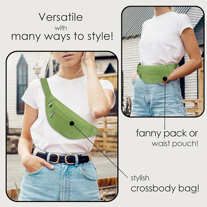 MAXTOP Large Crossbody Fanny Pack with 4-Zipper Pockets,Gifts for Enjoy Sports Festival Workout Traveling Running Casual Hands-Free Wallets Waist Pack Phone Bag Carrying All Phones