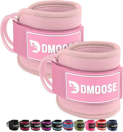 DMoose Fitness Ankle Strap for Cable Machine - One Size Fit with Premium Padding Cuffs, Ankle Bands for Working Out, Booty Workouts, Leg Extension, Hip Abductors, Kickbacks & Lower Body Exercises