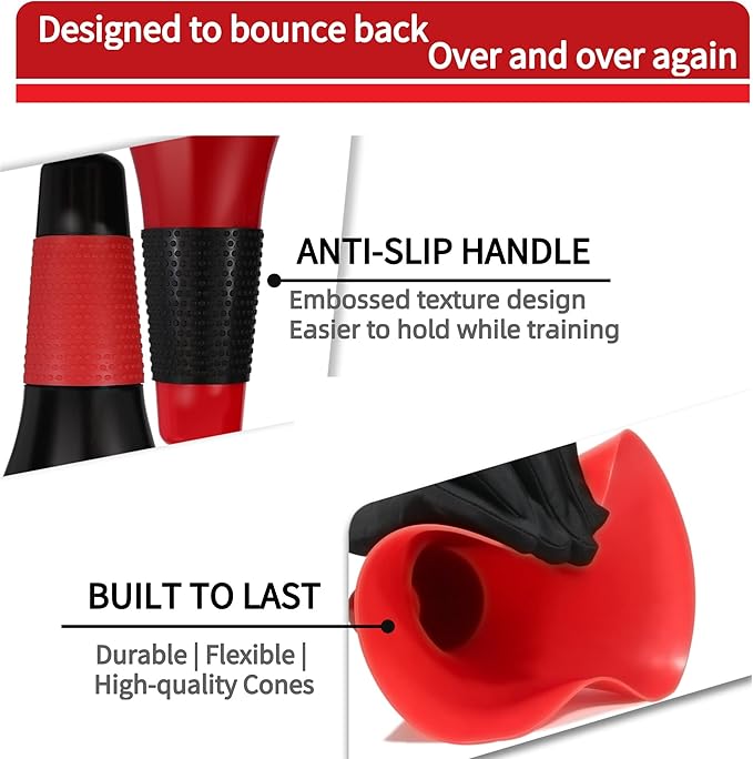 6 Sets Sport Cones 9 Inches Marker Cones with Grip Agility Training Sports Cone for Soccer Basketball Football Drills Training, Indoor Outdoor Activity or Events