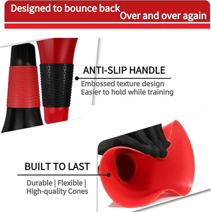 6 Sets Sport Cones 9 Inches Marker Cones with Grip Agility Training Sports Cone for Soccer Basketball Football Drills Training, Indoor Outdoor Activity or Events