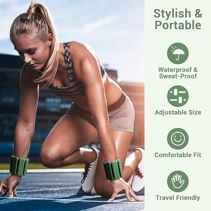 Sportneer Wrist & Ankle Weights for Women Men - 1 Pair (1 lb/2 lb Each) | Adjustable Weighted Bracelet Silicone Bangles for Yoga, Dance, Pilates, Cardio, Aerobics, Gym, Pool Exercises and Jogging