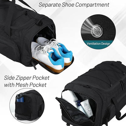 MIER Large Gym Bag for Men Sports Duffle Bag with Shoe Compartment 60L Lightweight Duffel Bags for Workout Fitness Travel, Blue