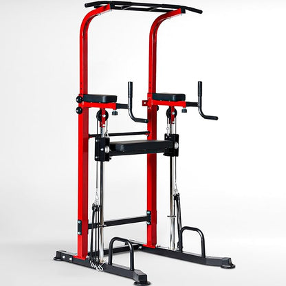 Dland Power Tower Dip Station Pull Up Bar Exercise Tower, Multifunctional Adjustable Height Training Equipment for Home Gym, Free Standing Assisted Fitness Workout Pullup Rack Station Machine