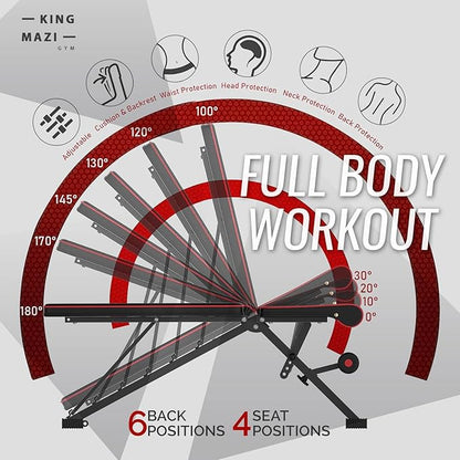 Adjustable Weight Bench, Exercise Workout Bench for Full Body Workout- Multi-Purpose Foldable Bench, Folding Dumbbells Bench with Resistance Band Set