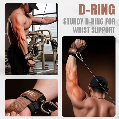 MANUEKLEAR Non-Slip Wrist Straps for Weightlifting Deadlifting, Gym Lifting Straps with D Rings for Cable Machine Workout, 10mm Neoprene Padded Weight lifting Wrist Wraps for Men Women