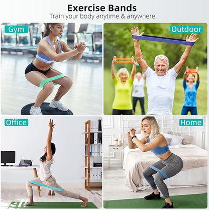 Resistance Bands for Working Out, 5-Pack Elastic Loop Exercise Bands for Strength Training Stretching, Home Gym Equipment for Pilates Yoga Physical Therapy, Leg Glute Arm Workout Kit for Women Men