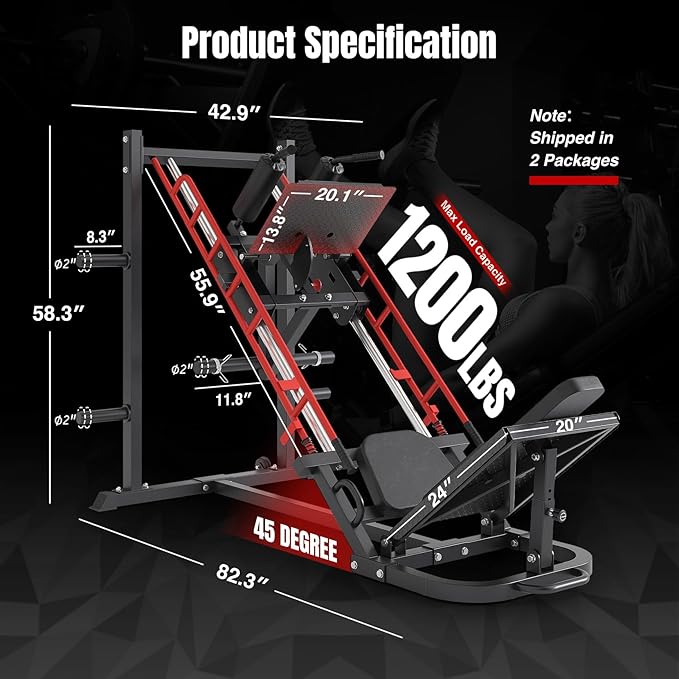Dripex Leg Press Machine, Leg Press Machines for Home Gym, Professional Leg Press Hack Squat Machine Combo with 4 Weight Plate Storage Holders for Full Lower Body Workout - Weight Plates Not Included