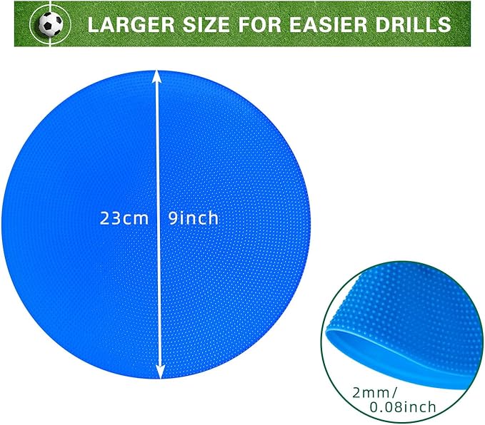 Spot Markers 9 Inch 10 Inch Non Slip Rubber Floor Markers Flat Field Cones Poly Dots for Soccer Basketball Sports Speed Agility Training and Drills