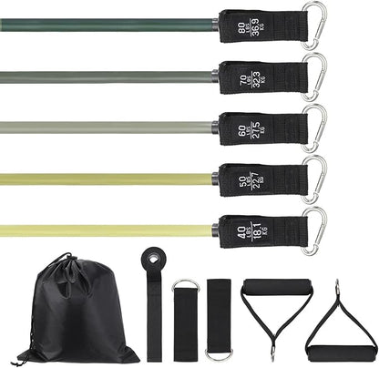 Resistance Bands Set, Exercise Bands for Working Out with Door Anchor/Handle/Ankle Strap/Pouch