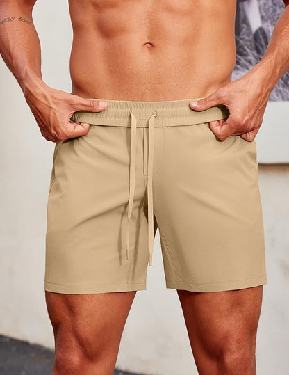 PINSPARK Men's Gym Workout Shorts - 7" Quick Dry Running Athletic Shorts with Towel Loop and Zipper Pockets