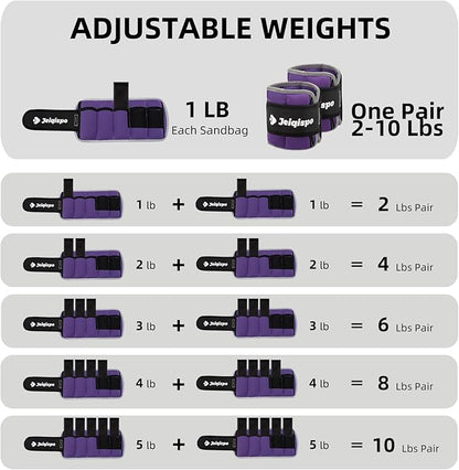Adjustable Ankle Weights 1 Pair 2/4/6/8/10 LBS Wrist Leg Arm Weights for Women Men Kids,Strength Training with Removable Weight for Fitness Gym Workout Running Walking