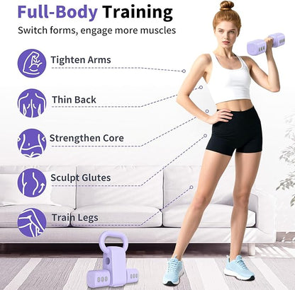 2-in-1 Adjustable Dumbbells Set, 4 Levels Weight Dumbbells Set for Women Men, Each 2.2/3.3/4.4/5.5lb Hand Weights with Kettlebell Form for Home Gym Exercise Training