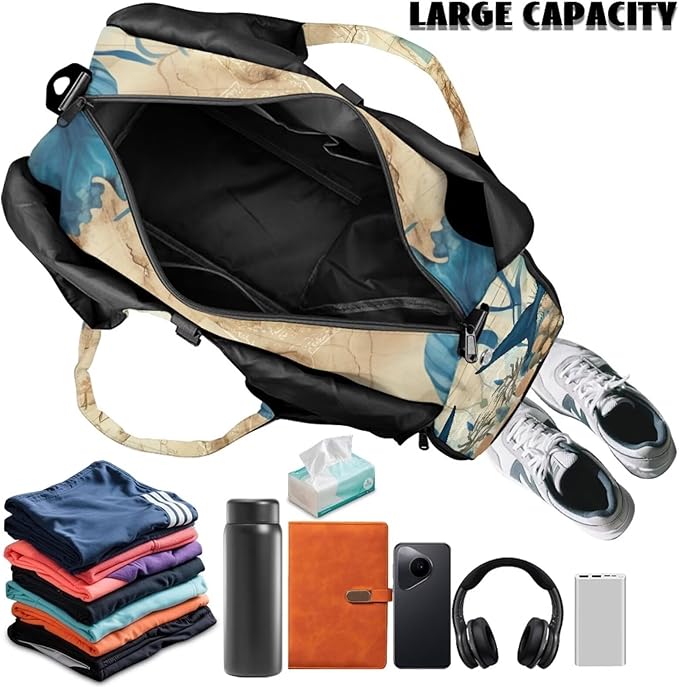 Gym Bag with Yoga Mat Holder Large Tote Bag With Multi Pockets for Women Men Dry Wet Separated Pocket Carryall Yoga Tote Bag for Pilates Travel Workout Office