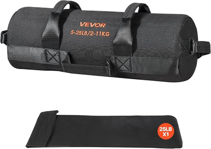 VEVOR Workout Sandbag, Heavy Duty Workout Power Bags with Handles, Slam Bag for Fitness Strength Weight Training Cross-Training, Home Gym Exercise, Black (Unfilled)