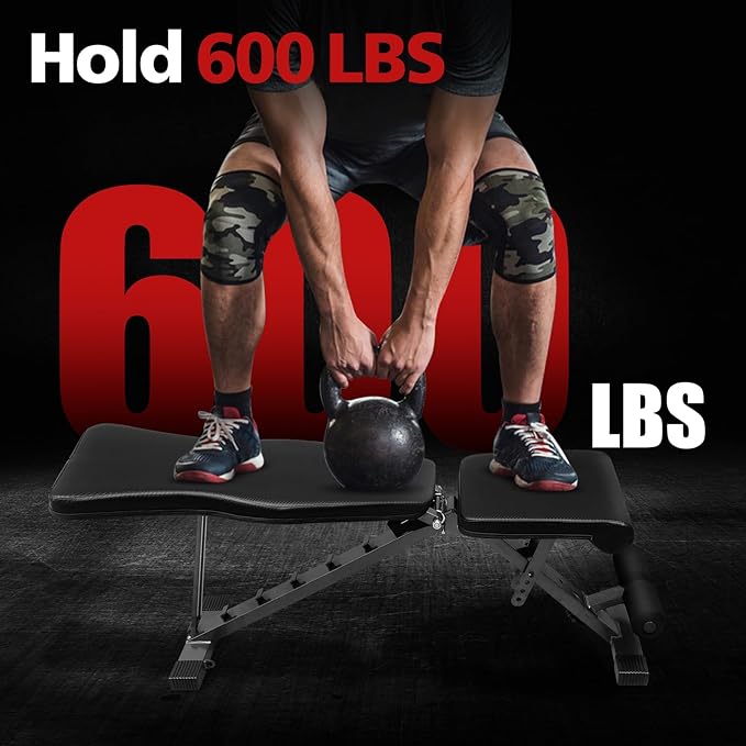 Strength Training Bench, Adjustable Weight Bench for Home Gym Dumbbell Exercise - Folding Sit up Bench for Full Body Workout