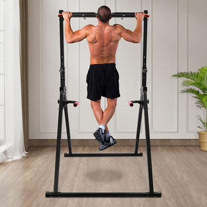 Pull Up Bar Free Standing, Foldable Power Tower Workout Dip Station, Pullup Bar Station for Home Gym Strength Training Equipment, Height Adjustable Pull Up Bar, 440LBS