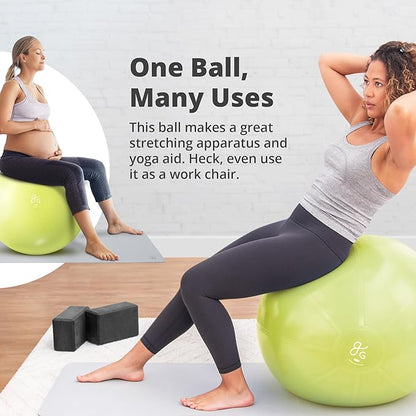 Greater Goods Yoga Ball Anti-Burst Exercise Ball for Pilates, Stability, Pregnancy & Workouts, Includes Pump, in Multiple Sizes and Colors
