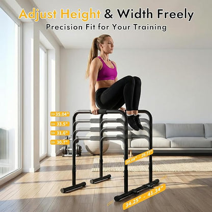 NEWBULIG Dip Bar Station, Adjustable Pull Up Bar for Doorway with Soft High-Density Foam Handles, Heavy Duty Dip Stands for Home, Gym, Patio, Office