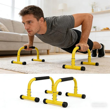 2 Pcs Sturdy Steel Training Stands for Home Gym Featuring Wide Grip and Adjustable Base Foam Grip Exercise Pubs