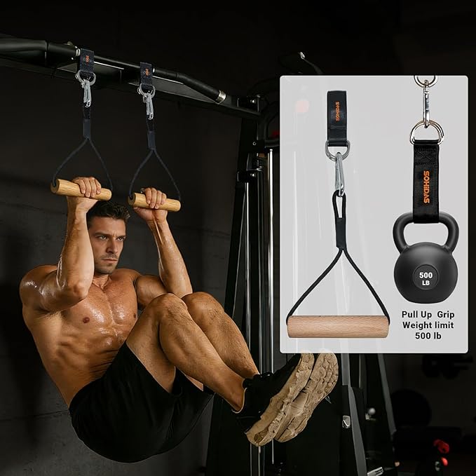 Wooden Pull Up Balls Grips Hand Grips Strength Trainer Exerciser for Chin Up Bar, Kettlebell, Barbell Home Gym Workout Equipment Rock Climbing Grips for Strength Training Max Load 500lbs