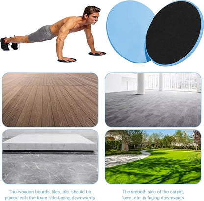 Exercise Core Sliders Glid Discs 2 Pack - Dual-Sided Workout Sliding Discs for Home Gym, Pilates, Physical Therapy, Ab & Full Body Training