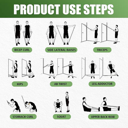 WHATAFIT Resistance Bands Set with Handles - Exercise Bands Home Gym Strength Training Equipment, Includes Door Anchor & Ankle Straps for Full Body Workout Bands, Physical Therapy