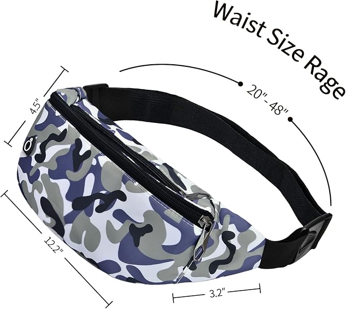 Fanny Pack for Men Women, Waterproof Sports Waist Bag Pack, Belt Bag for Travel Hiking Running
