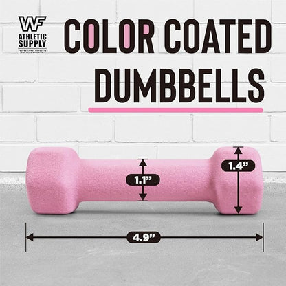 WF Athletic Supply Vibrant Multiple Color Hex Shaped Neoprene Dumbbells/Hand Weights with Non-Slip Grip for Home Gym Equipment Workouts Strength Training Free Weights - Sold in Pairs