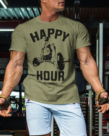 Gymish Lifestyle Happy Hour Deadlift Work Out T-Shirt, Weightlifting Gym Shirts