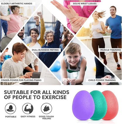 Peradix Hand Grip Strength Trainer, Stress Relief Ball, Wrist Rehab Therapy Hand Grip Equipment Ball Squishy Tools - Set of 3 Finger Resistance Exercise Squeezer