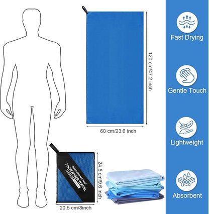 Tudomro 5 Pcs Microfiber Gym Towels Quick Dry Camping Towel for Women Men Gym Sweat Sports Towel for Yoga Tennis Running Swimming Exercise Working Out(Blue,23.6 x 47.2 '')