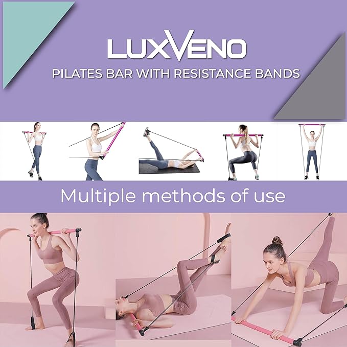 Pilates Bar Kit with Resistance Bands, Multifunctional Home Gym Equipment for Small Space, Stretched Fusion Toning Bar