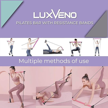 Pilates Bar Kit with Resistance Bands, Multifunctional Home Gym Equipment for Small Space, Stretched Fusion Toning Bar