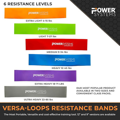 Power Systems Mini Versa Loops - Commercial Grade Resistance Bands for Physical Therapy, Strength & Fitness Training at Home or Gym - 10 Pack
